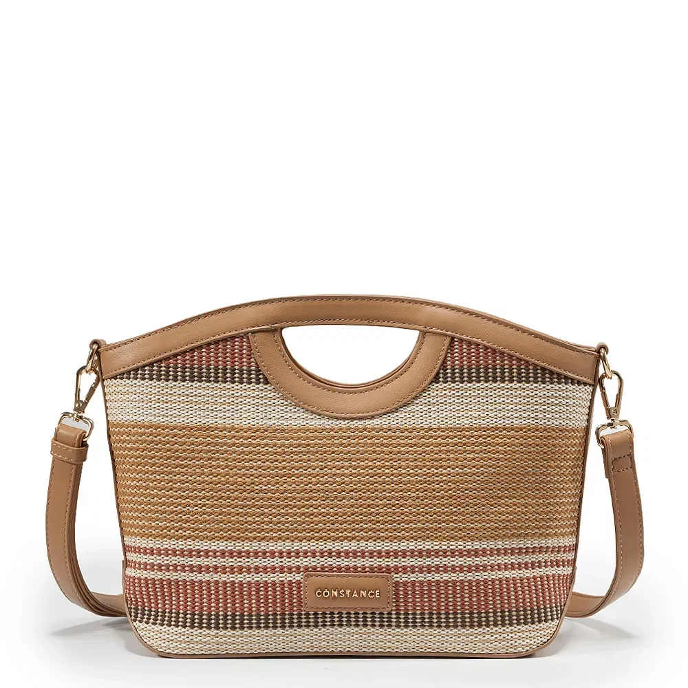 Bolsa de Mão Listrada Caramelo — imagem 1