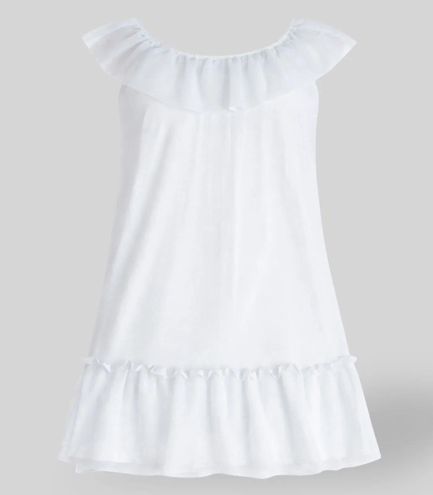 Vestido Tule Shine e Cotton Leve Trick Nick Bege