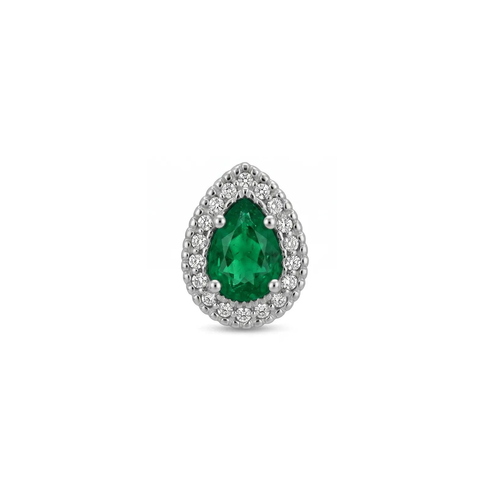 Pingente Classic Oriental em Ouro Branco 18k com Esmeralda e Diamantes, 10mm — imagem 1
