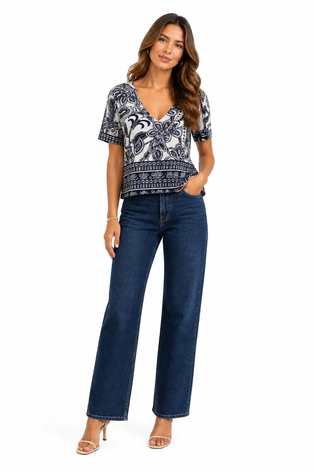 Blusa Estampado Cashmere Barrado - Areia