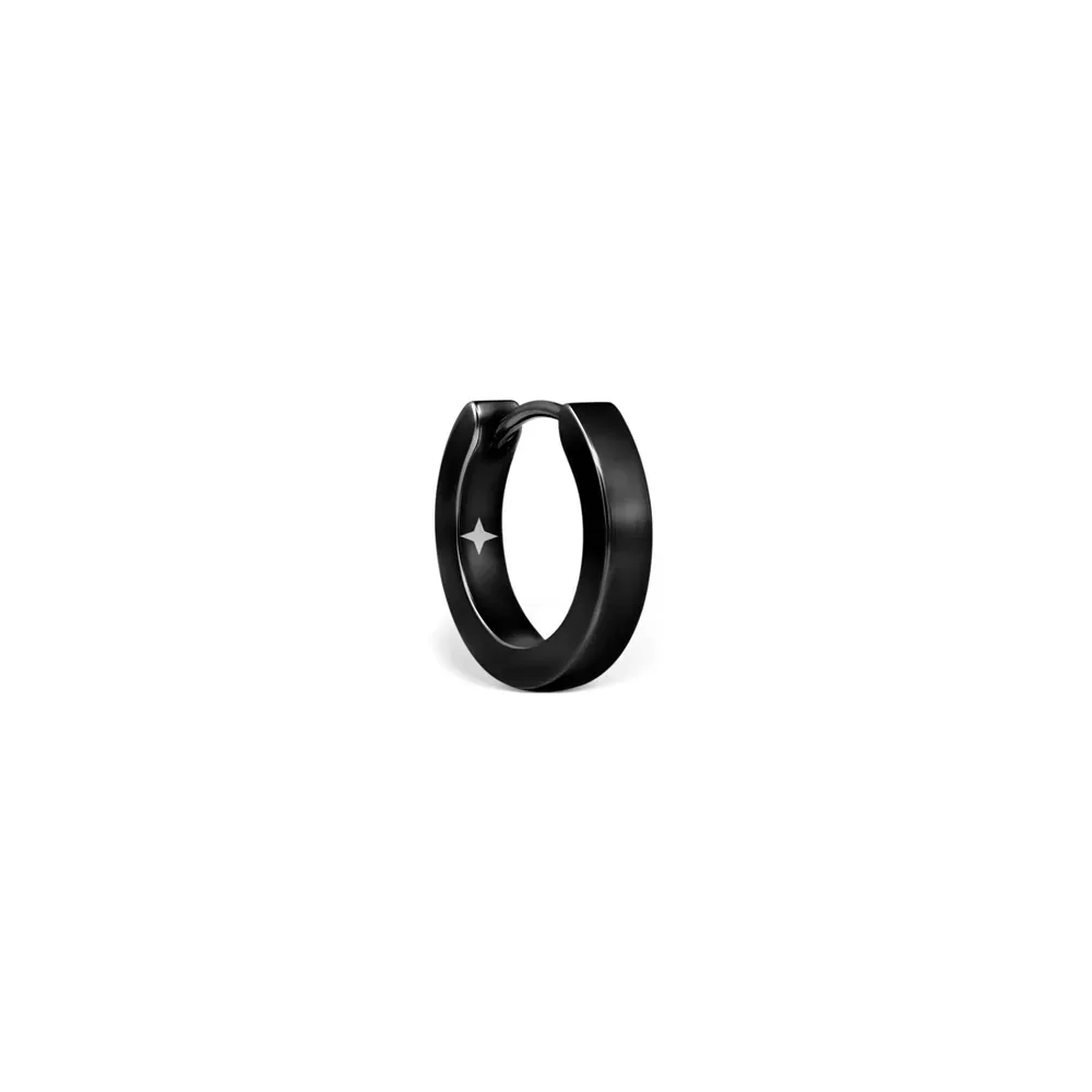 Argola Única Life Masculina em Aço Preto, 12mm — imagem 1