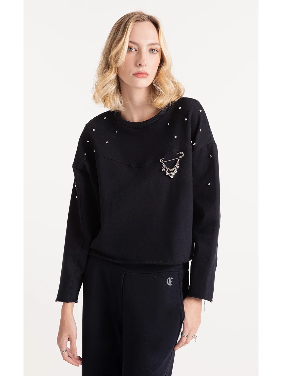 Moletom Fleece Rhinestone Preto — imagem 1