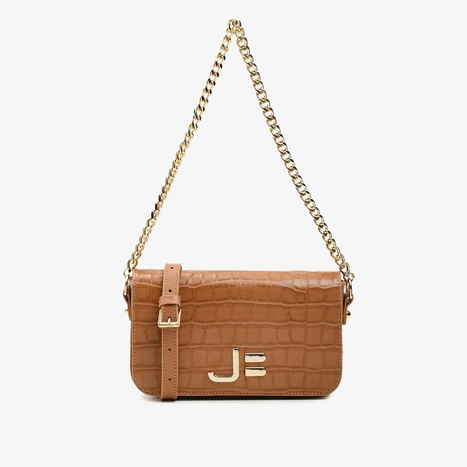 Bolsa Transversal Caramelo Trigo JB Couro Croco — imagem 1