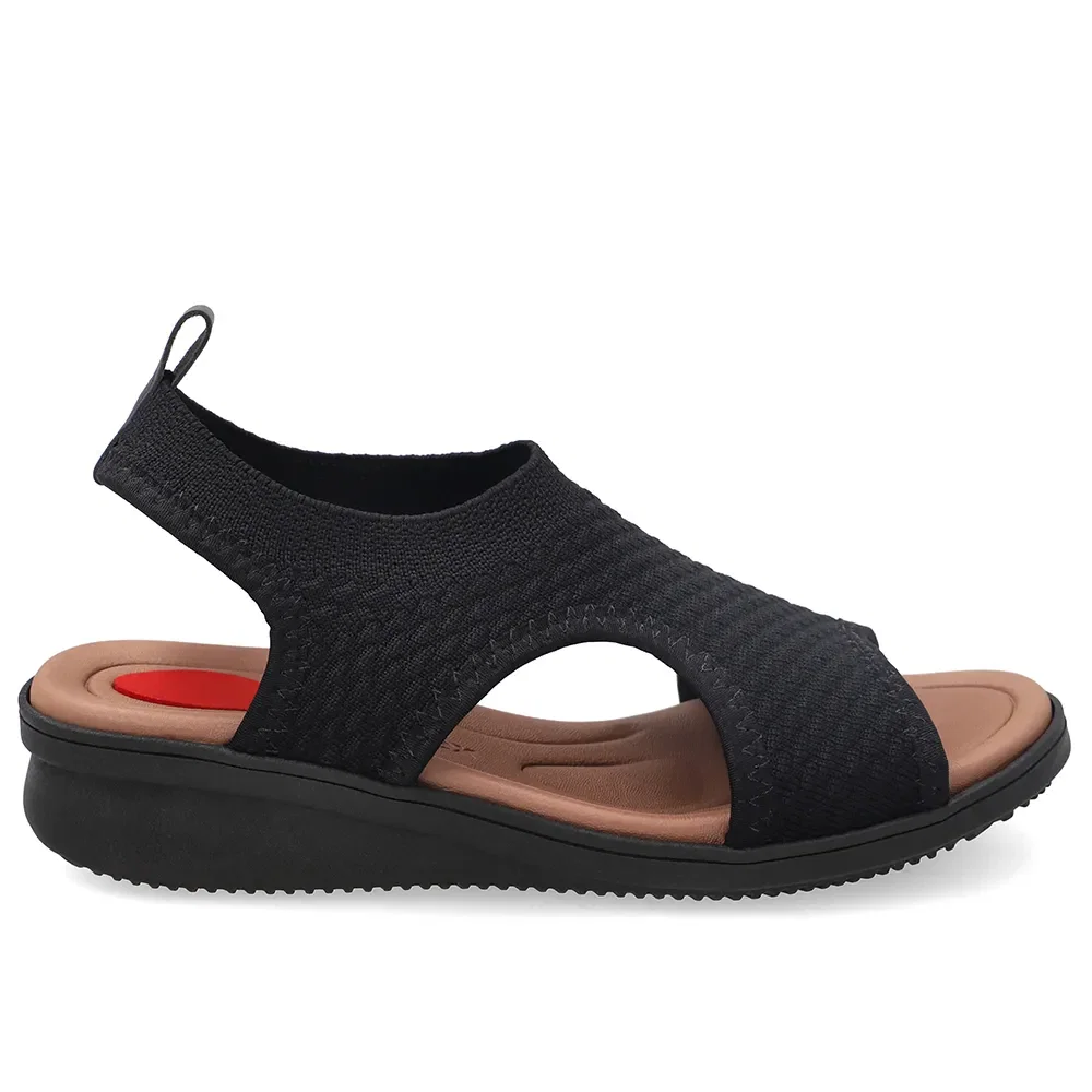 Sandália Em Tricot Preto Com Recortes Laterais — imagem 1