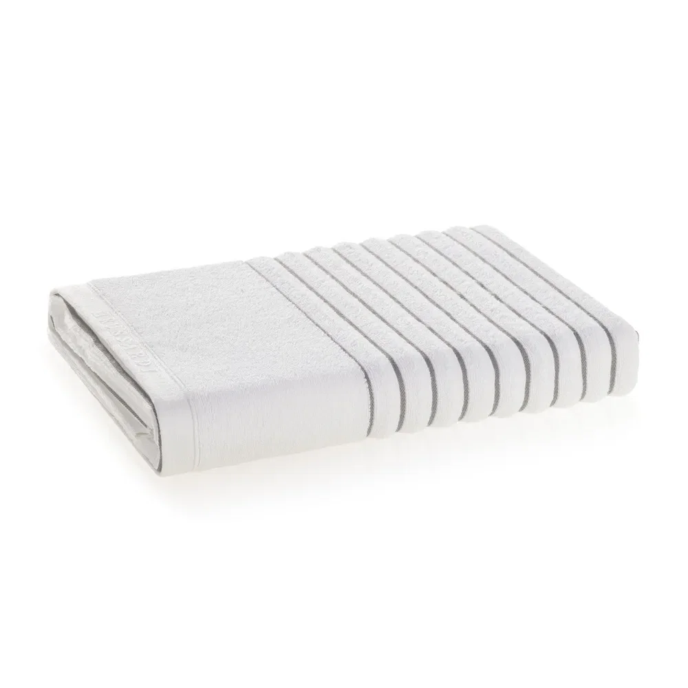 Toalha de Praia 550g/m² com listras Rigato Branco / Ardósia