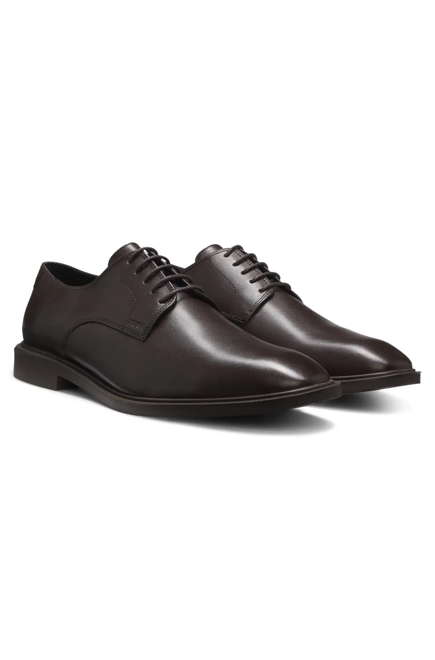 Sapatos Derby Em Couro Com Logo Em Relevo