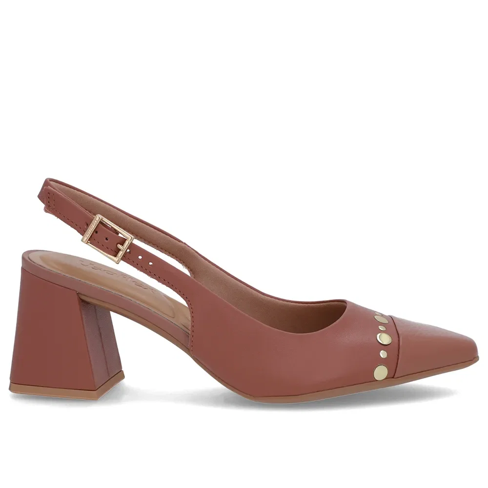 Slingback Rosa Vintage Salto Geométrico Tachas — imagem 1