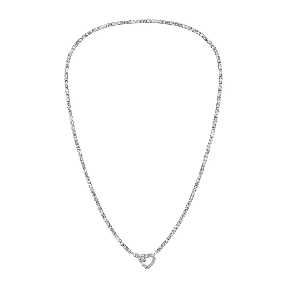 Colar Life Riviera Coração em Prata 925 com Pedras Incolores, 40cm — imagem 1