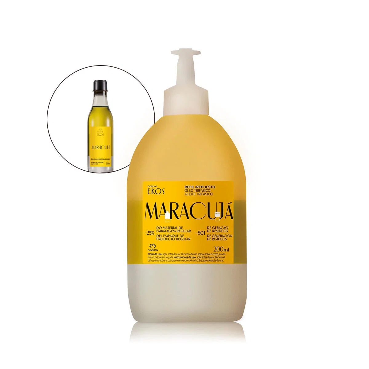 Refil Óleo Trifásico Desodorante Corporal Ekos Maracujá 200 ml