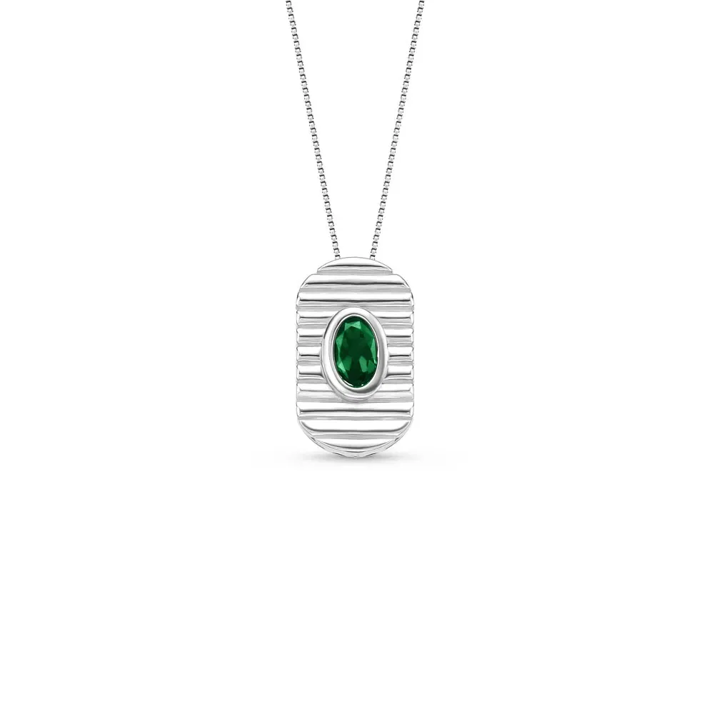 Pingente Gomos Color em Prata 925 com Turmalina Verde, 16mm — imagem 1