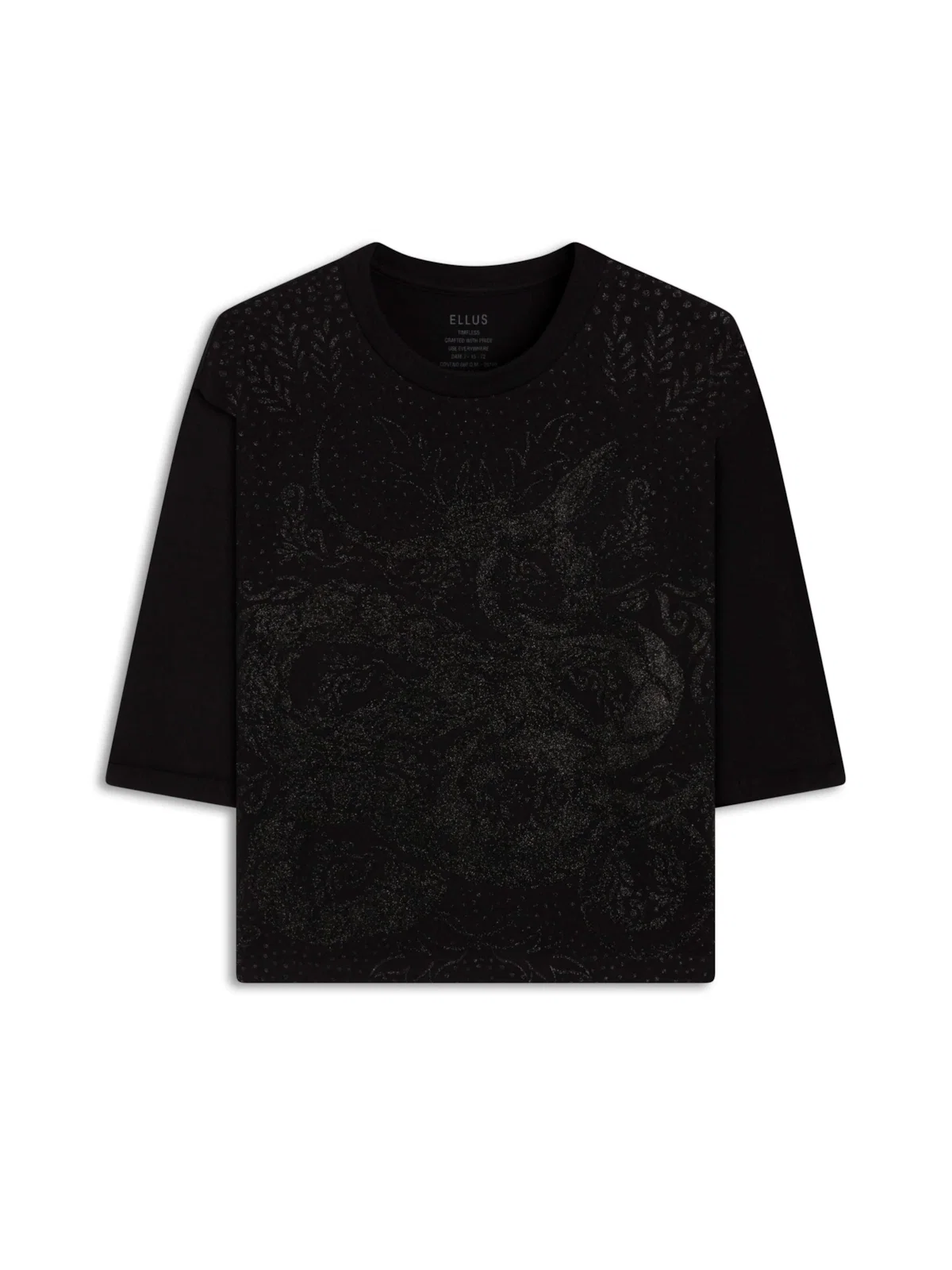 Blusa Boxy Glitter Snake Preto