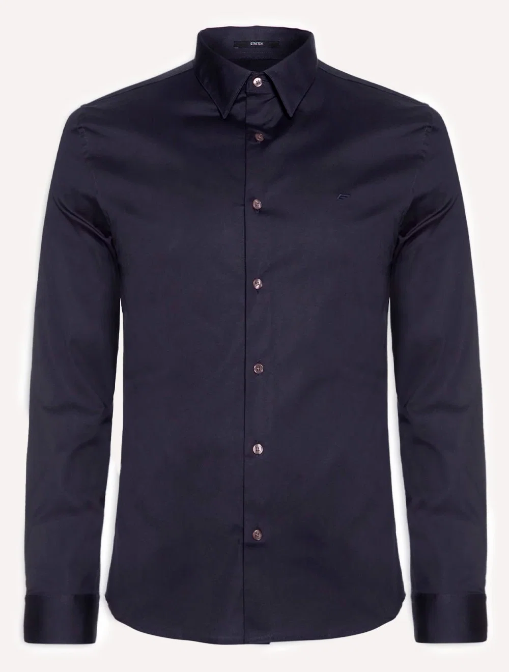 Camisa Ellus Masculina Tricoline Slim New Irish Azul Marinho