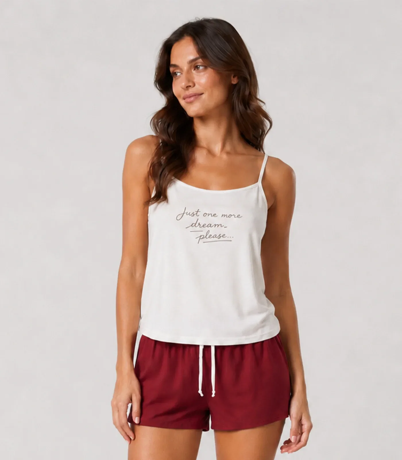 Pijama Feminino Short e Blusa de Alça Infinita Cor Vermelho