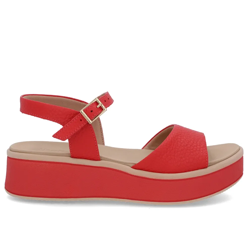 Sandália Salto Plataforma Couro Vermelho — imagem 1
