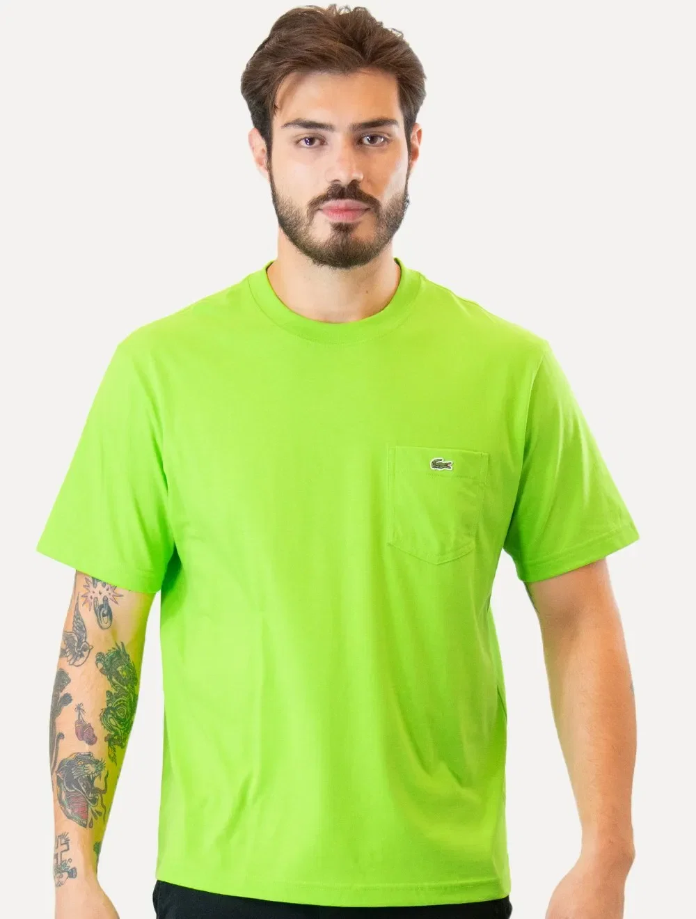 Camiseta Lacoste Masculina Classic Fit Pocket Verde Claro