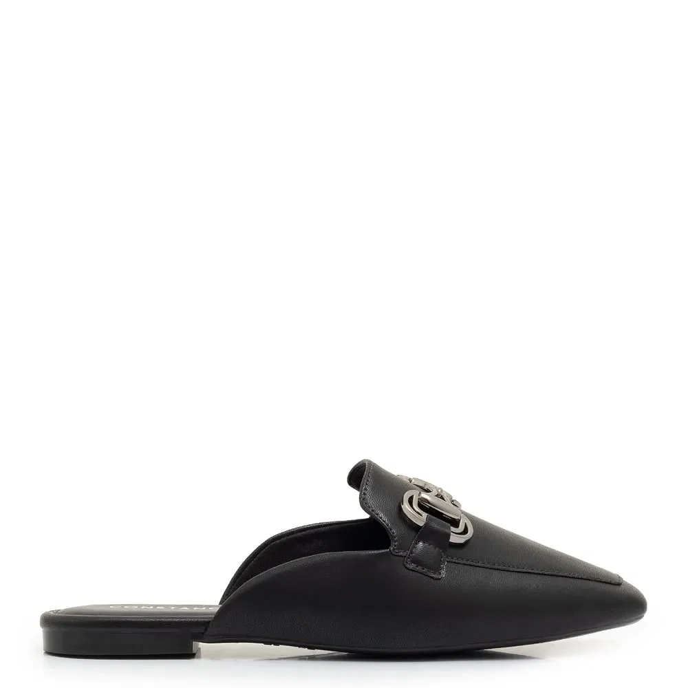 Mule Bico Quadrado Bridão Preto