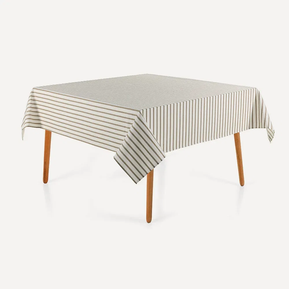 Toalha de Mesa Quadrada 8 Lugares Zaira Branco / Taupe — imagem 1