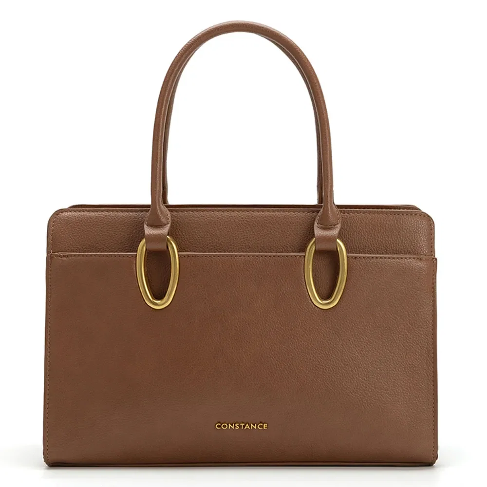 Bolsa Tote Enfeite Oval Caramelo