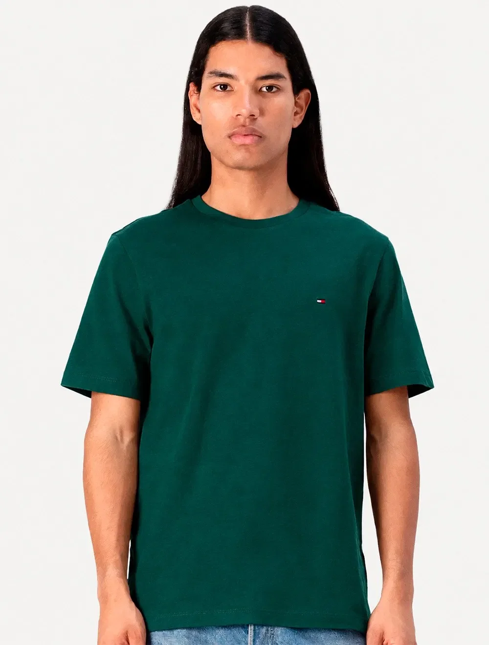 Camiseta Tommy Hilfiger Masculina Essential Cotton Verde Médio — imagem 1