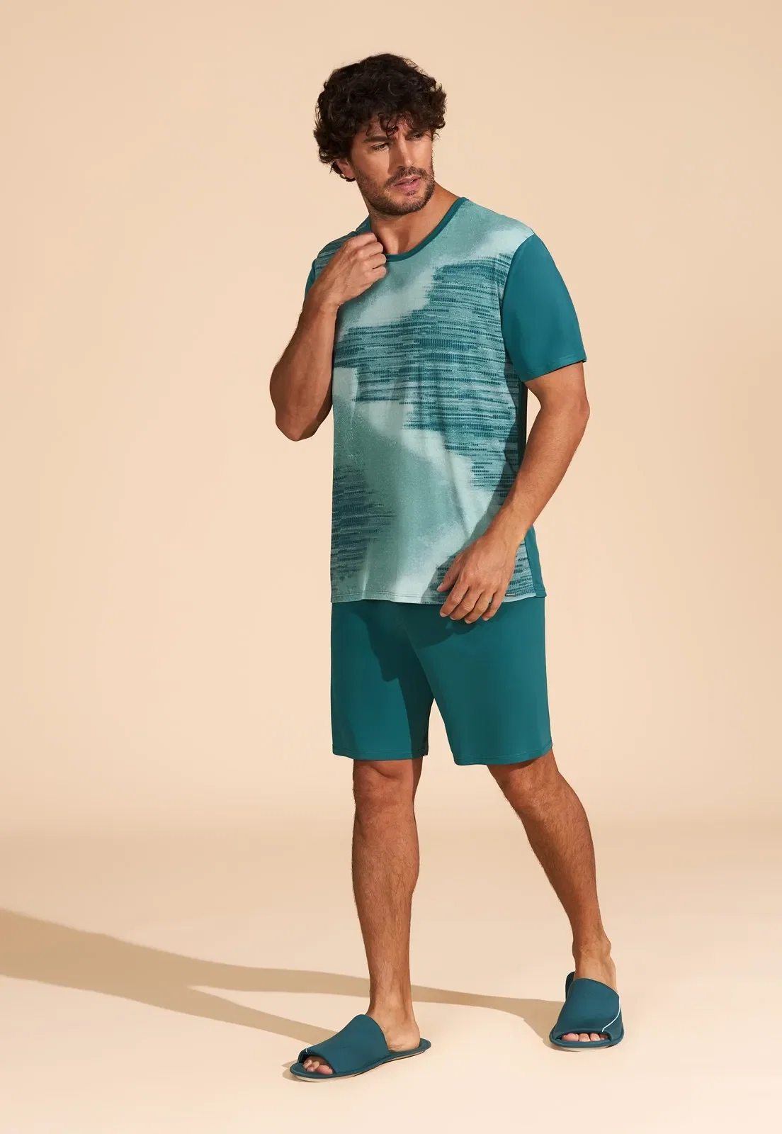 Pijama Manga Curta e Shorts Microfibra Recco — imagem 1