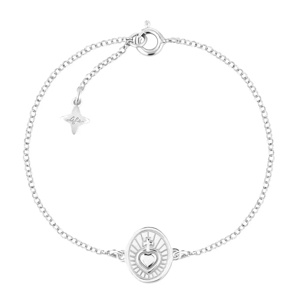 Pulseira Life Religião Coração Sagrado em Prata 925 — imagem 1