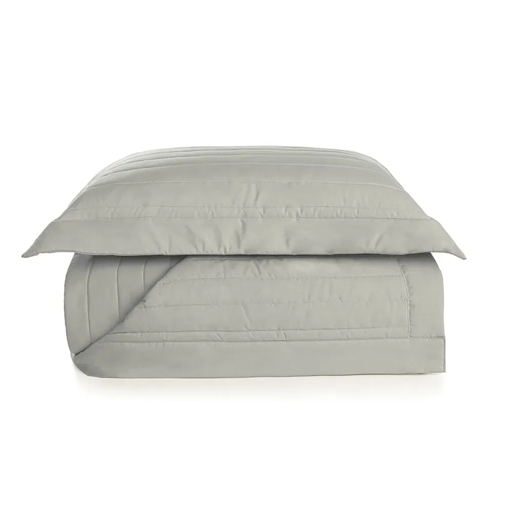 Colcha com Porta Travesseiro 100% Algodão Monteleone Grigio