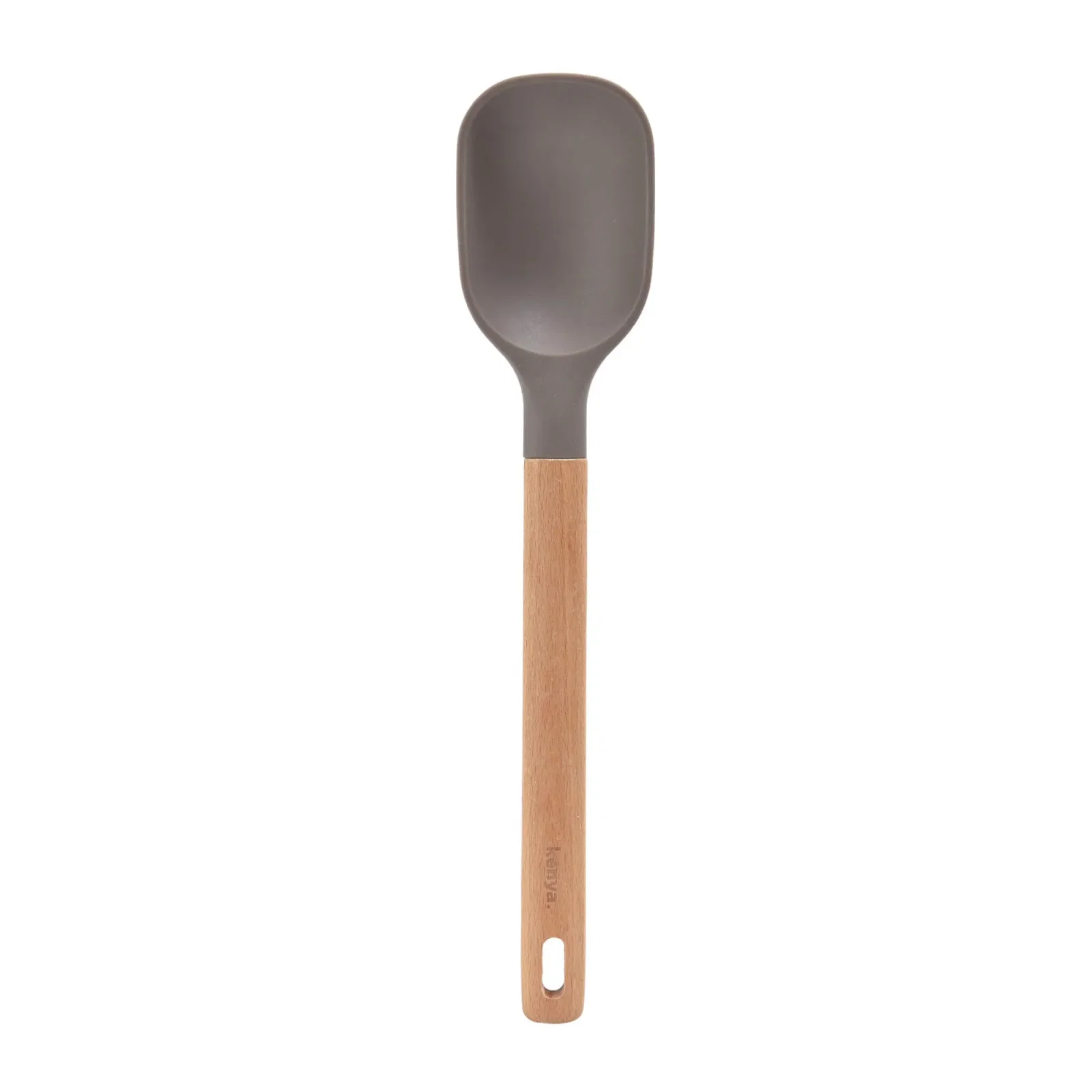 Colher de Arroz em Silicone com Cabo de Madeira Kenya Cinza