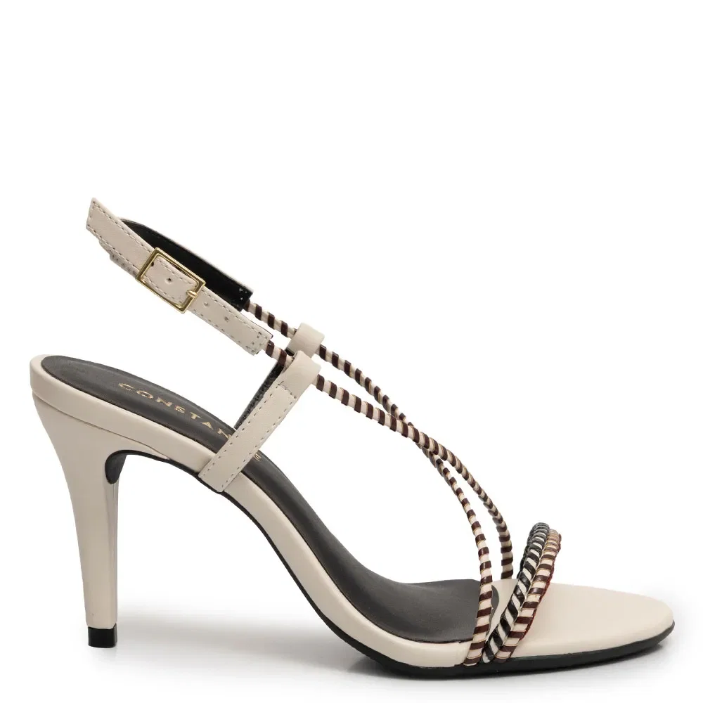 Sandália Off White Tiras Multicolor