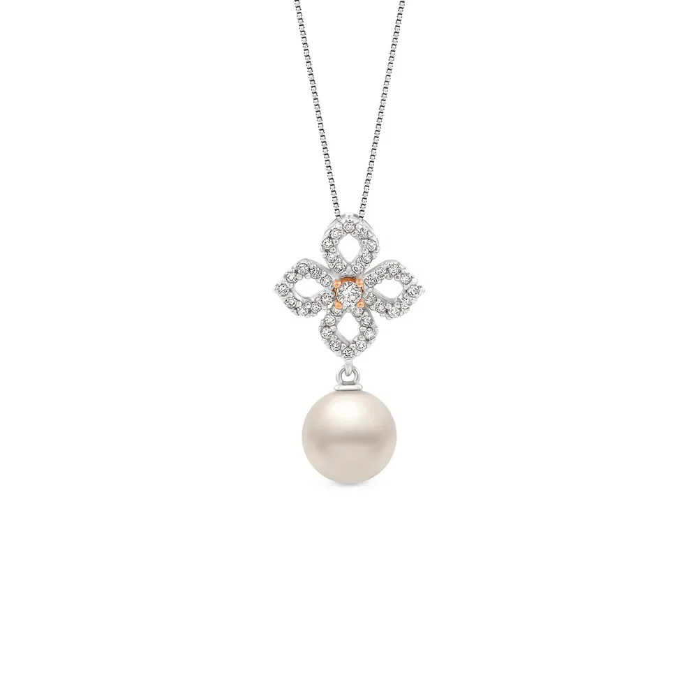 Pingente Giardino em Ouro Rosé e Ouro Branco 18k com Pérola e Diamantes, 23.3mm — imagem 1