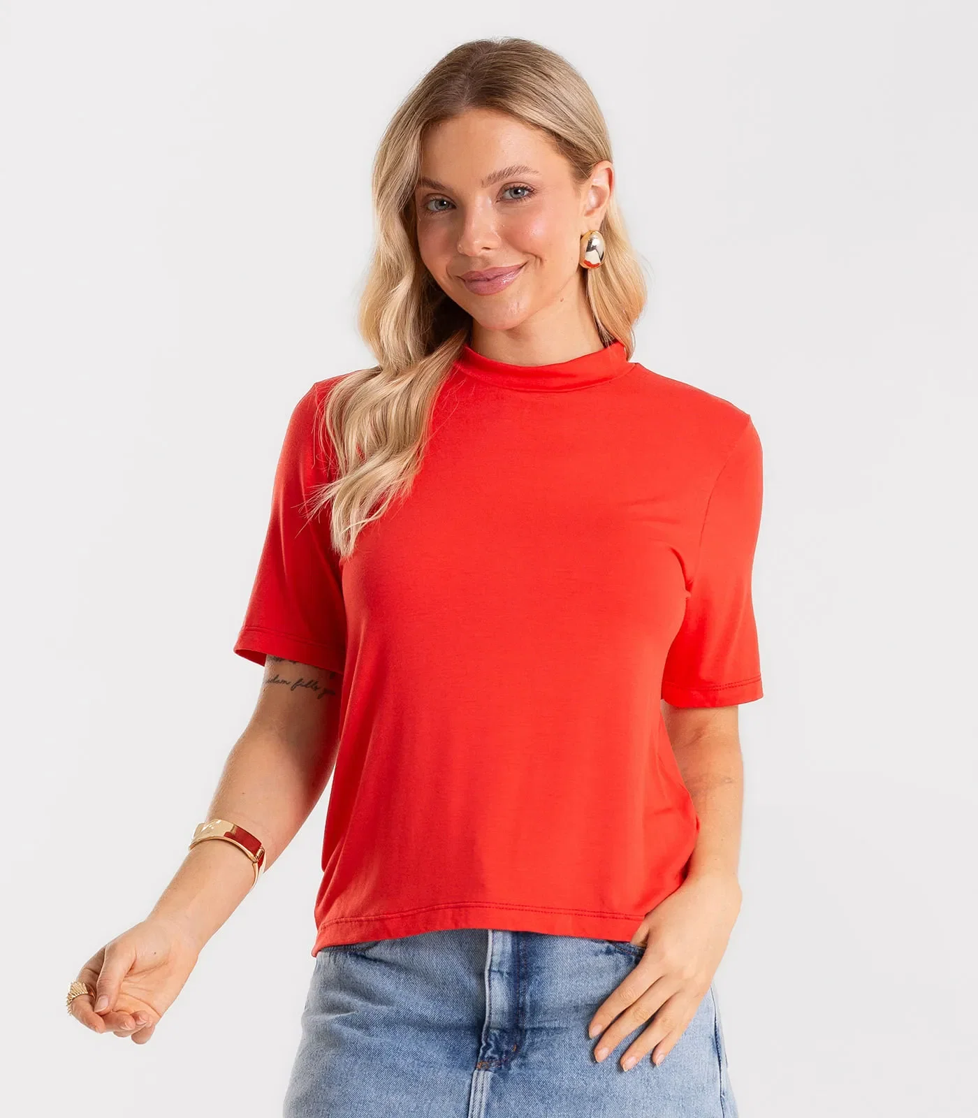 Blusa Feminina Básica em Malha Visco Rovitex Vermelho