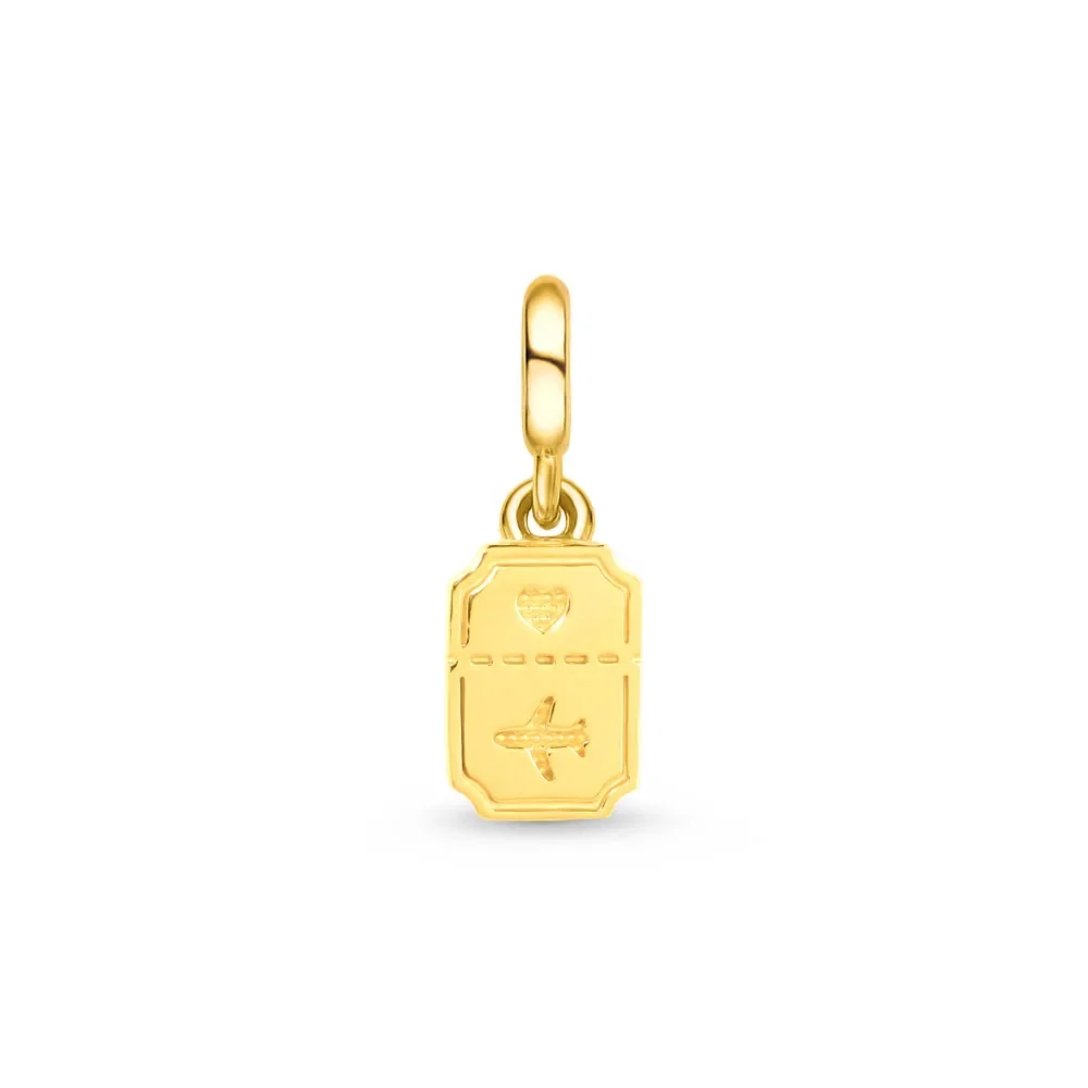Pingente Life Viagem Ticket em Prata 925 com Banho de Ouro Amarelo 18k — imagem 1