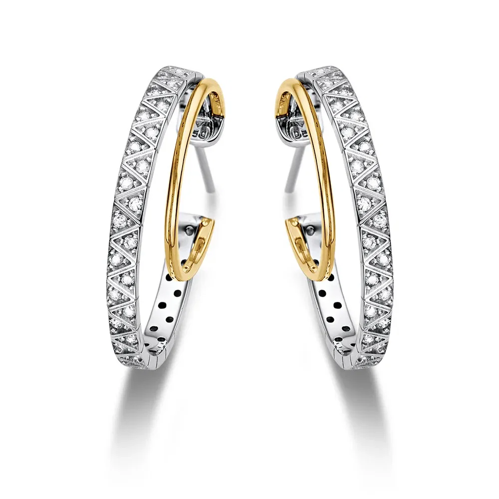 Argola Icona em Ouro Amarelo e Ouro Branco 18k com Diamantes 0,602ct, 28,3mm