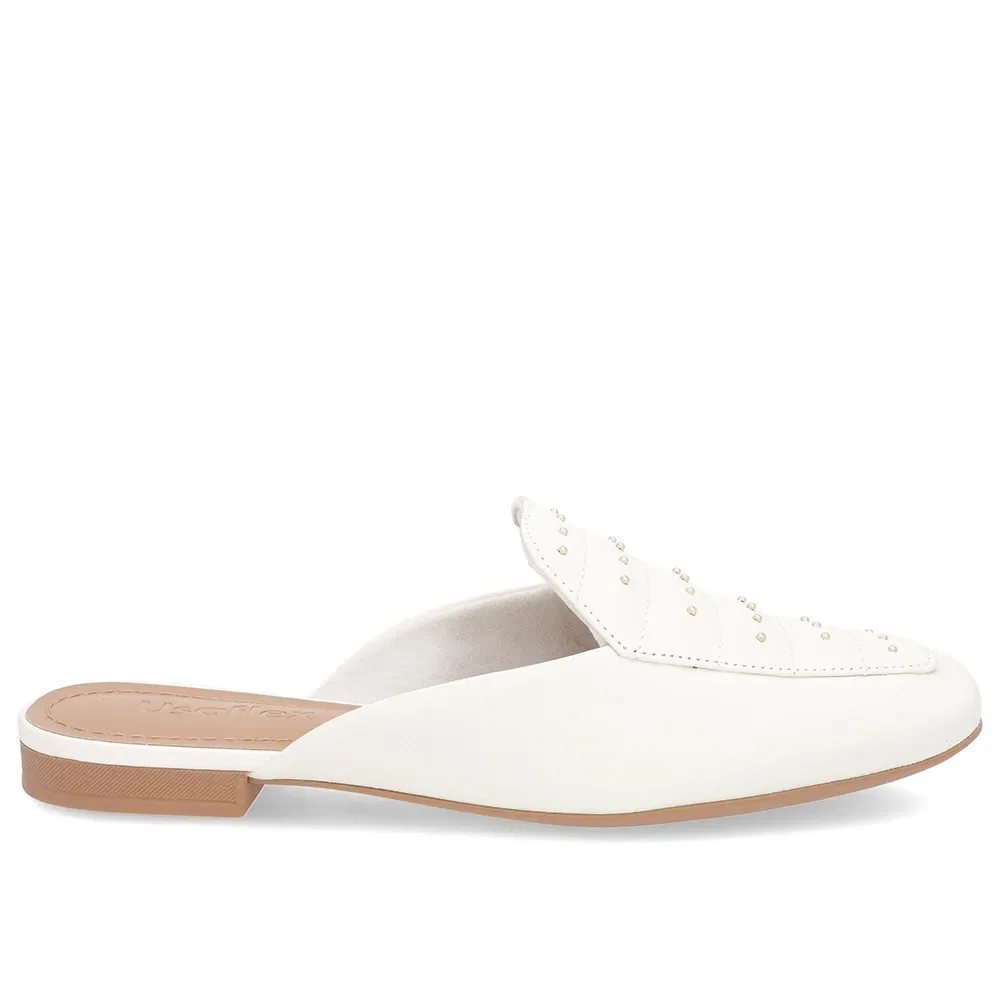 Mule Off-White Couro Salto Baixo Costura Enfeite — imagem 1