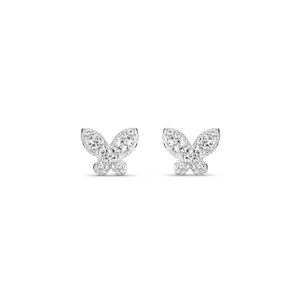 Brinco Teens Borboleta em Ouro Branco 18k com Diamantes — imagem 1