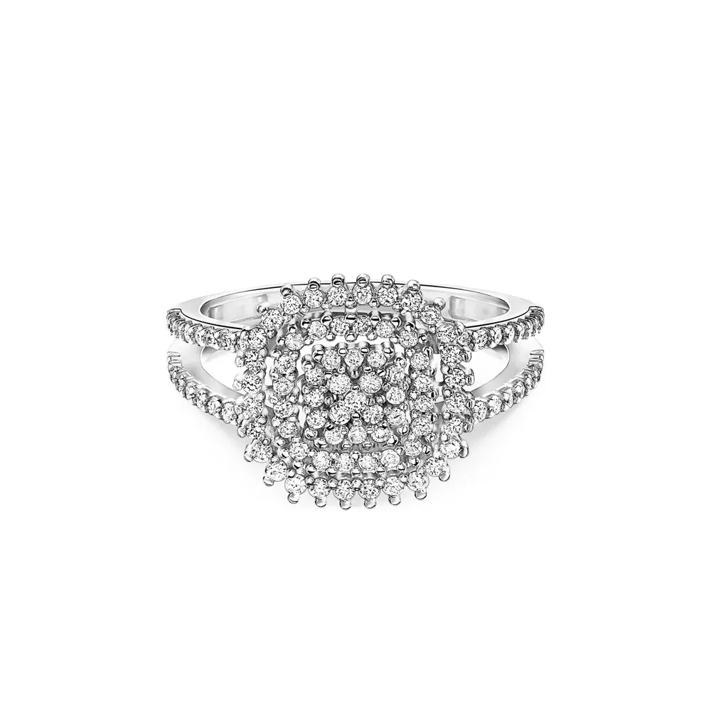 Anel Conjunto Especial em Ouro Branco 18k com Diamantes