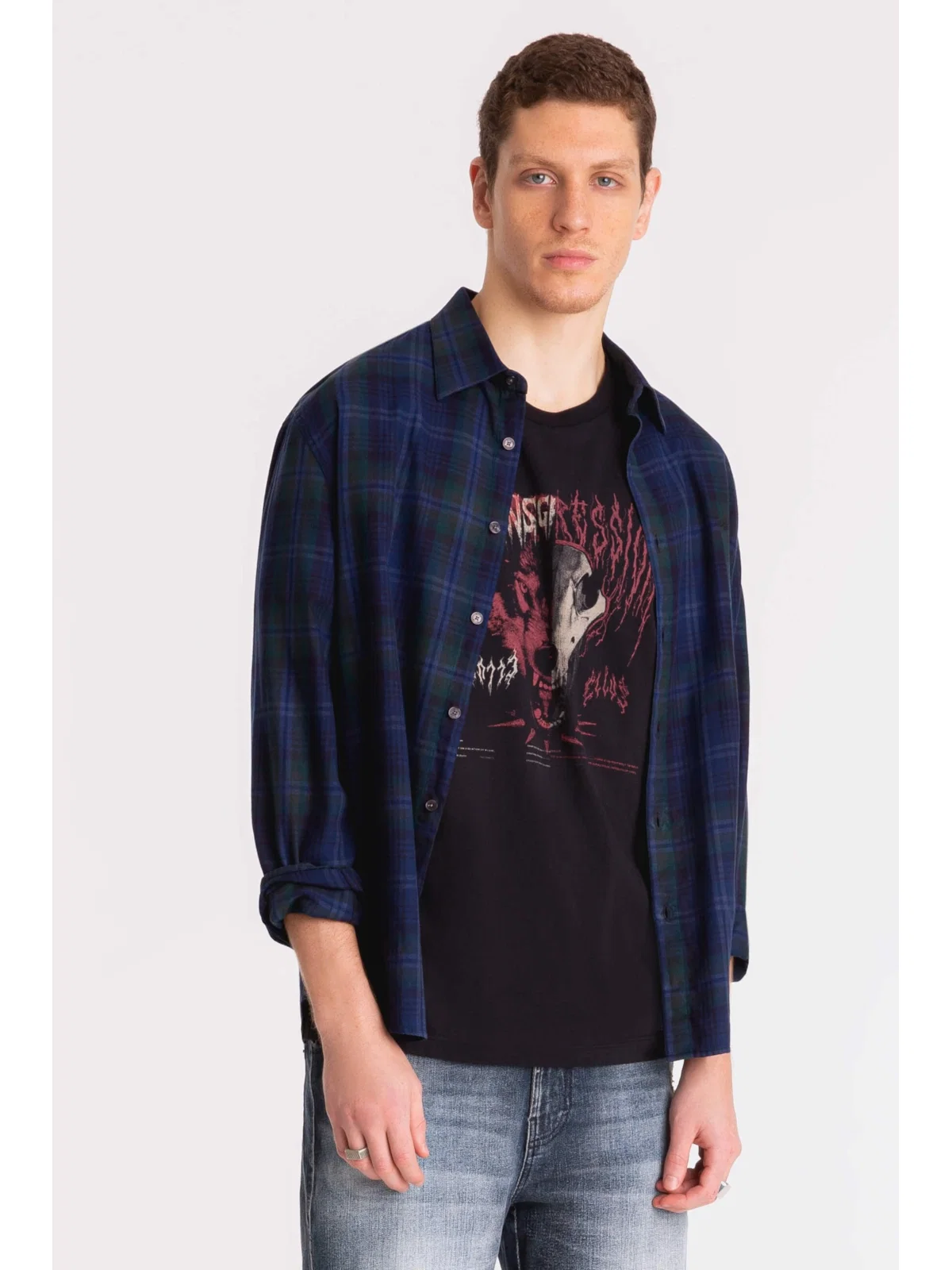 Camisa Tricoline Madra Stripes Slim Petroleo — imagem 1