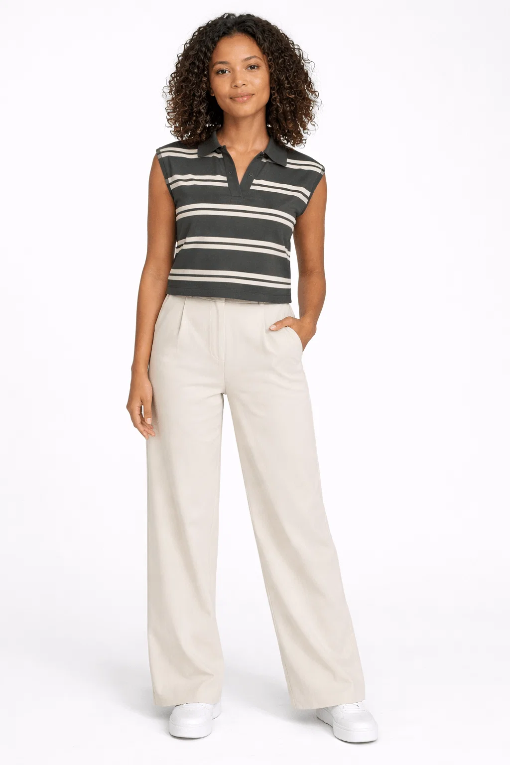Blusa Muscle Gola Polo - Cinza Com Creme