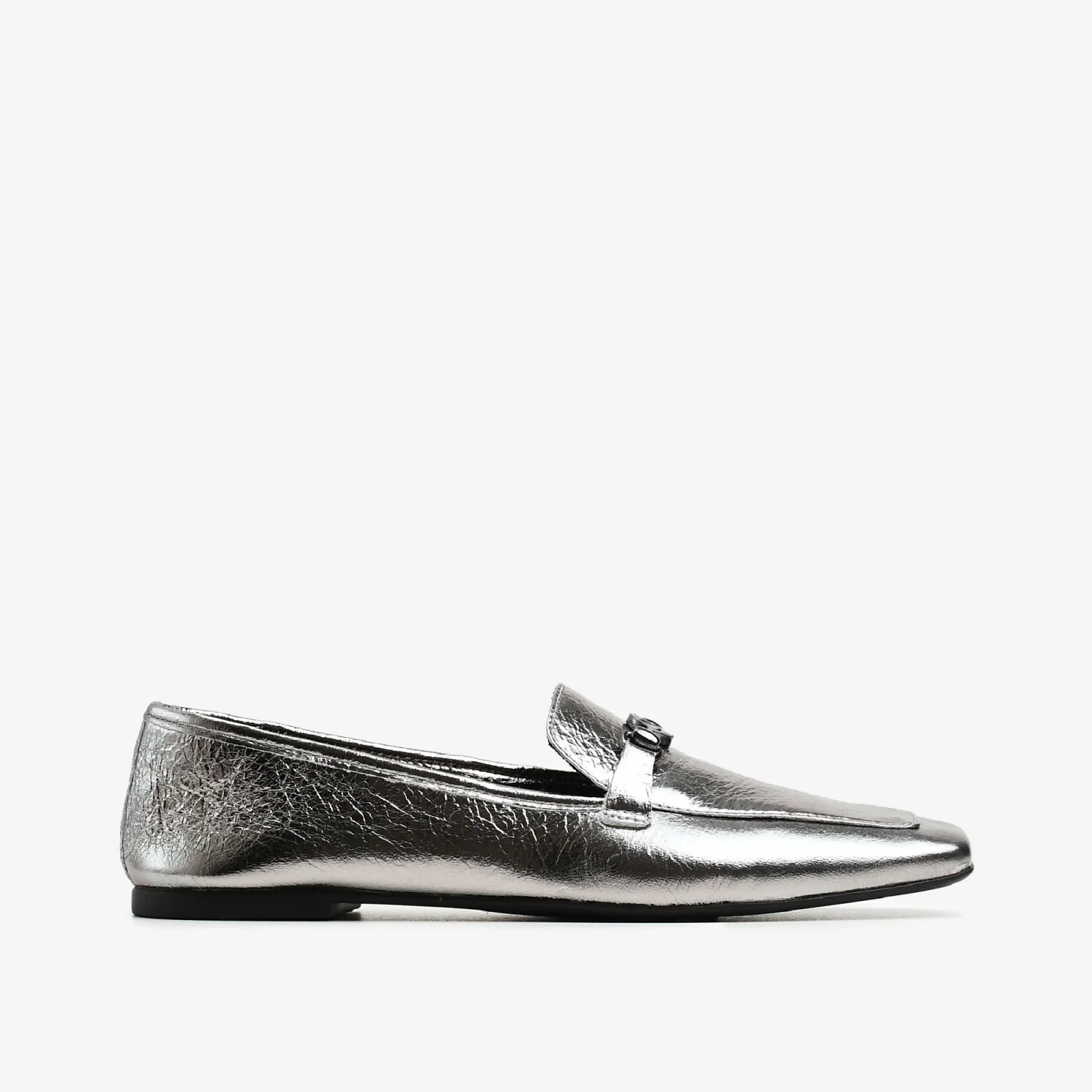 Loafer Metal Prata Couro