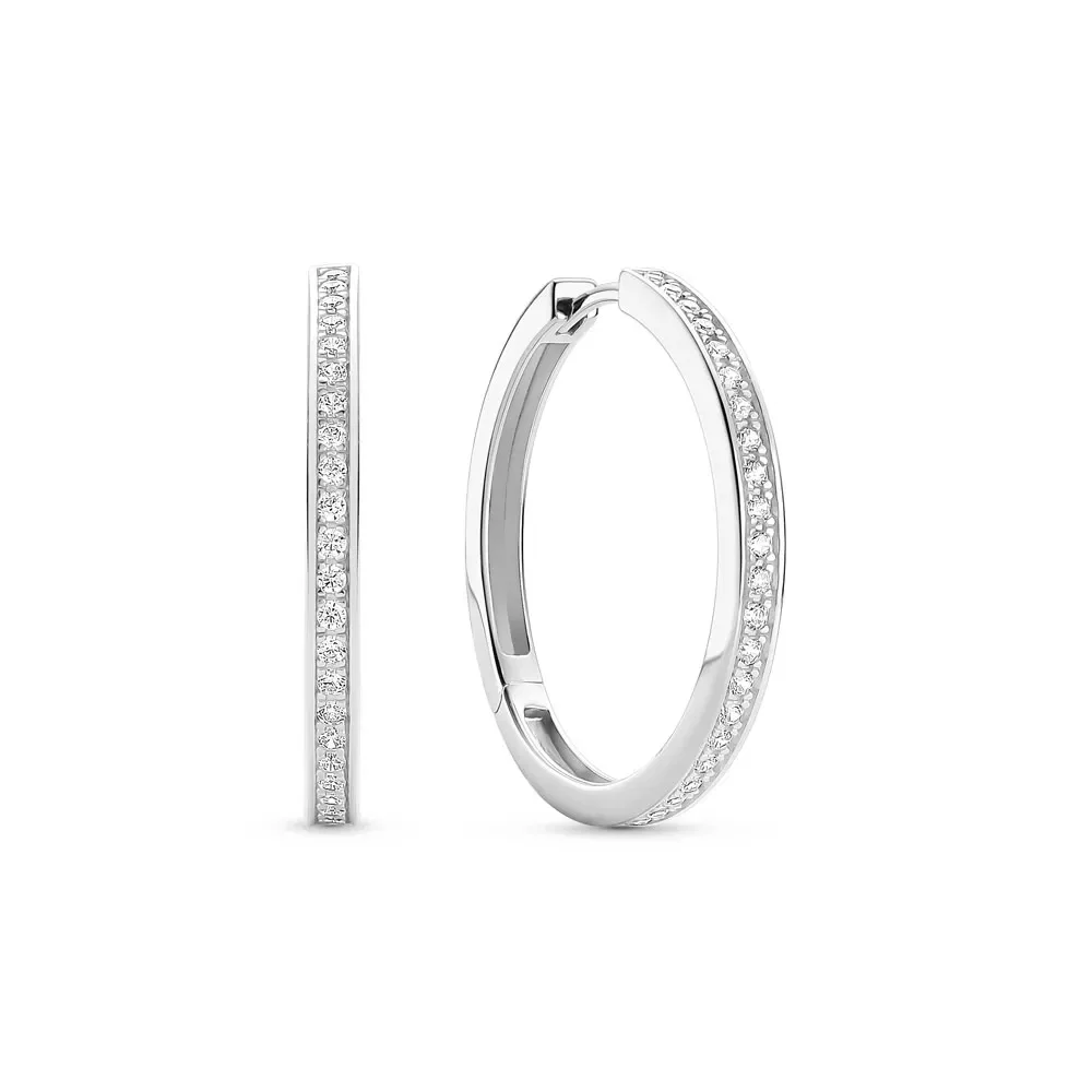 Argola Life Glam em Prata 925 com Pedras Incolores, 25mm — imagem 1