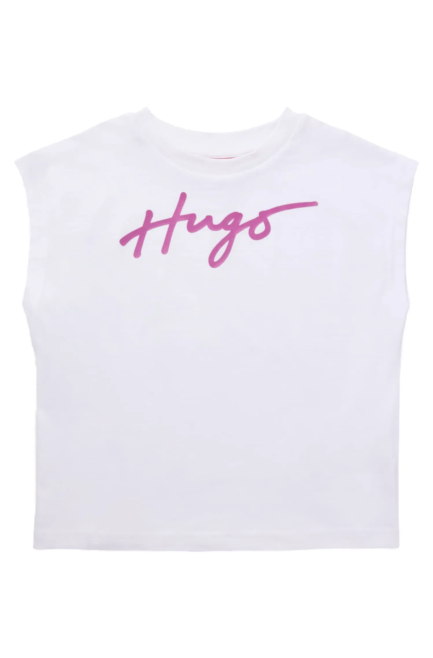 Camiseta Sem Mangas De Algodão Infantil Com Logo
