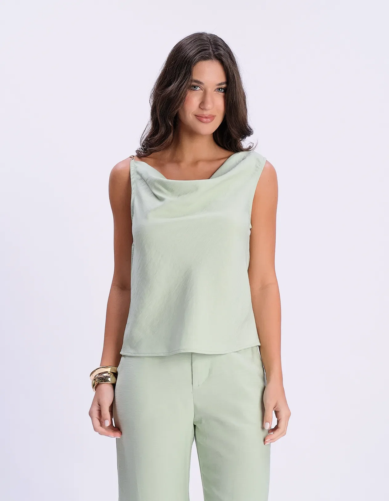 Blusa Degagê Alça Detalhe Metal - Verde — imagem 1