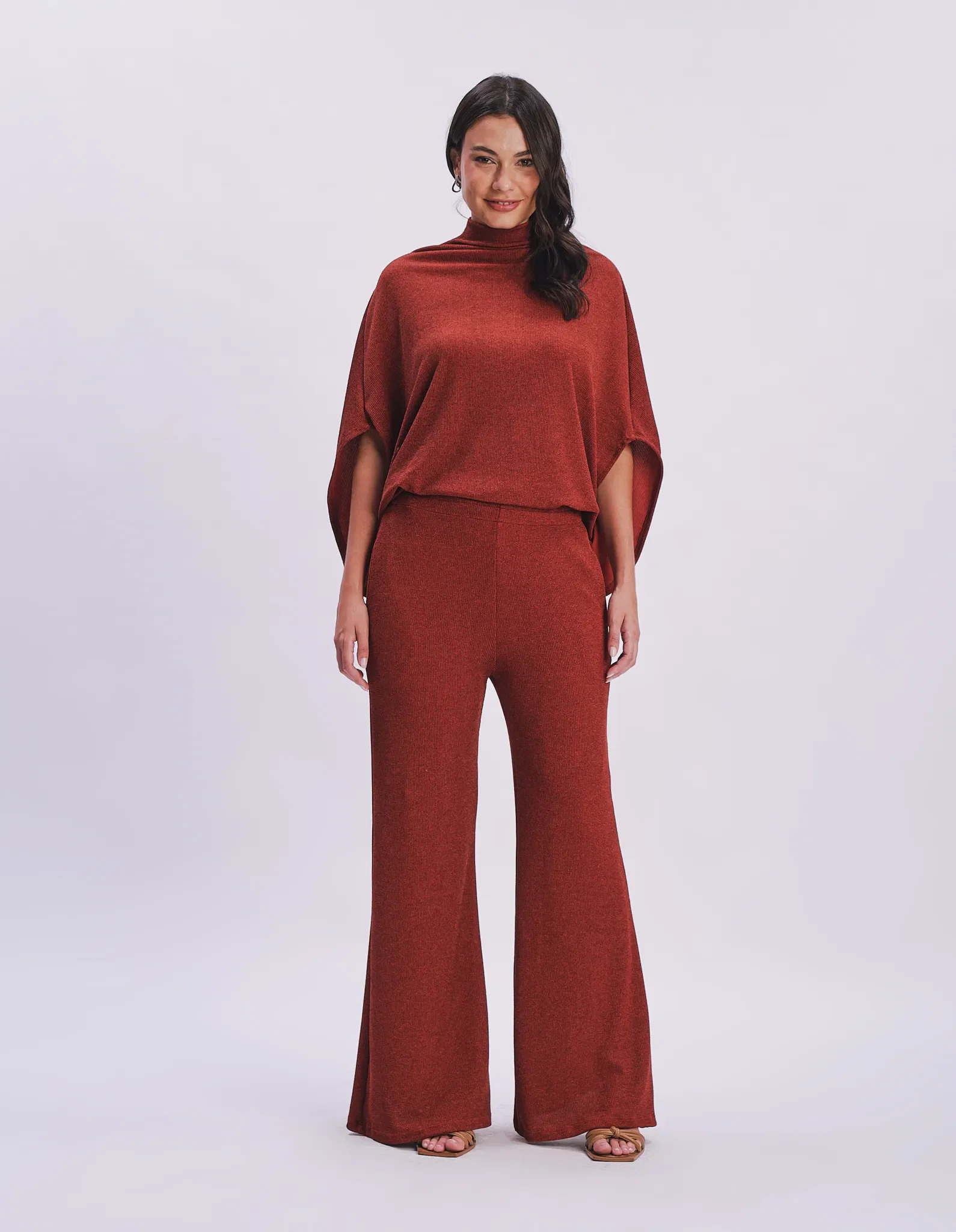 Calça Flare Fivela - Terracota