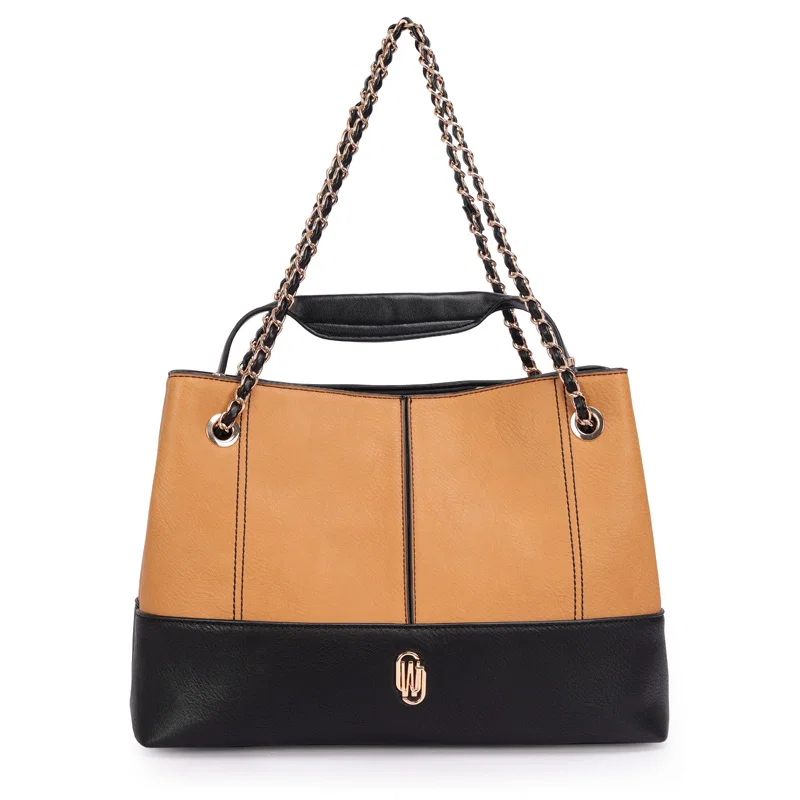 Bolsa Satchel Grande Bicolor Com Alca Corrente