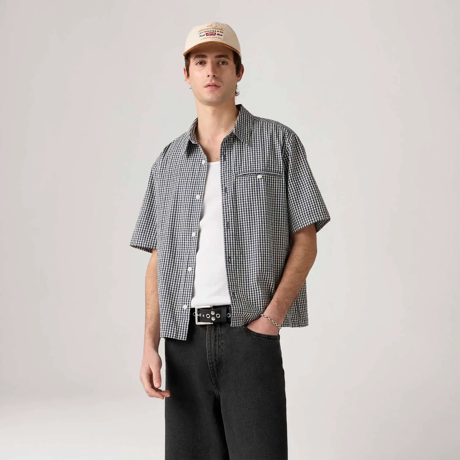 Camisa Levi's® Zandt Cropped Azul Manga Curta — imagem 1