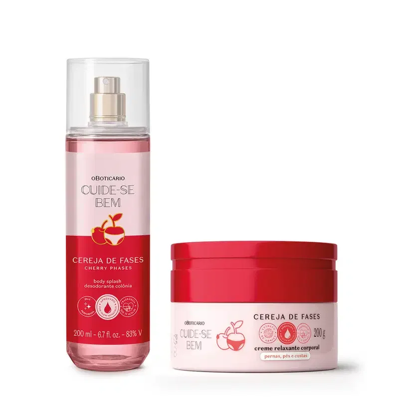 Combo Cuide-se bem Cereja De Fases: Body Splash 200ml + Creme Relaxante Corporal 200g