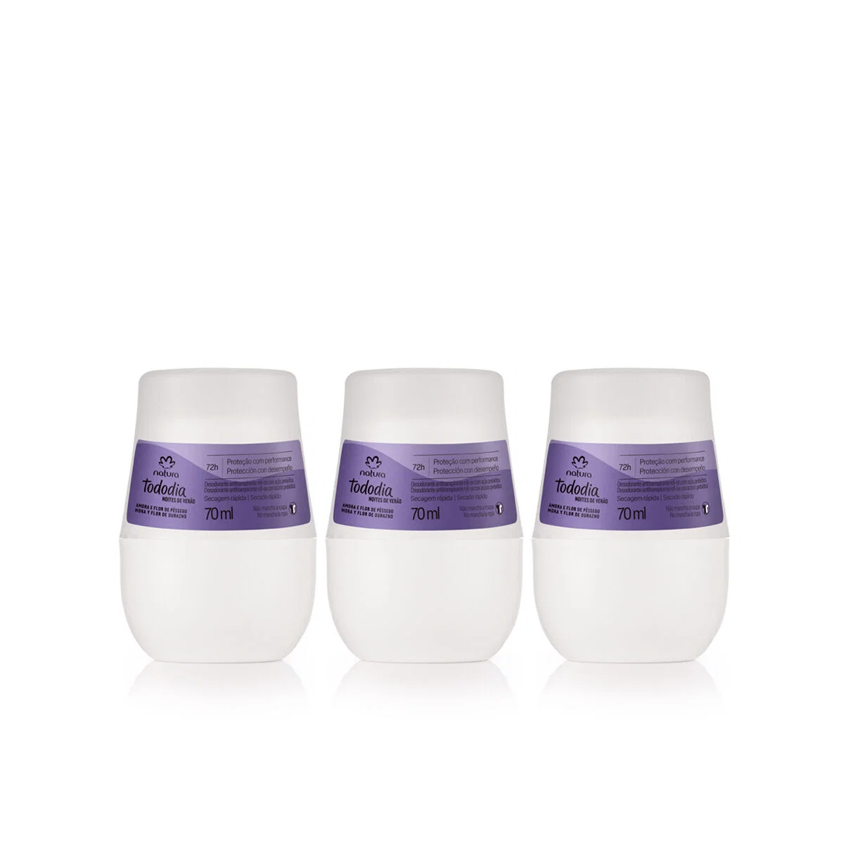 Kit Desodorantes Roll-on Tododia Amora e Flor de Pêssego 3 produtos de 70 ml — imagem 1