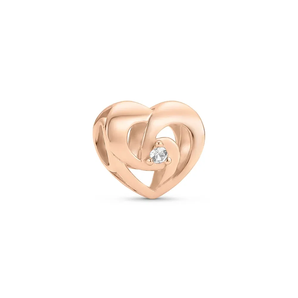 Separador Life Amor Coração em Liga Rosé com Banho de Ouro Rosé 18k e Pedra Incolor — imagem 1