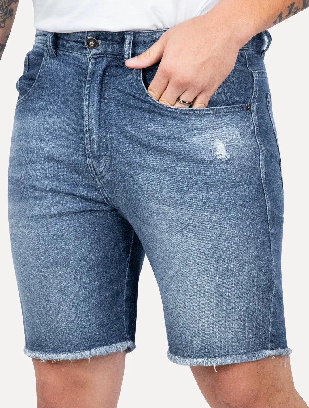 Bermuda Ellus Jeans Masculina Denim Elastic II Classic Azul Médio