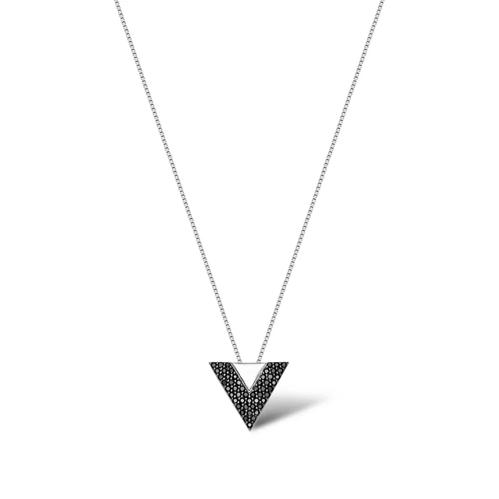 Pingente Vivara em Prata 925 com Safiras Negras, 13mm