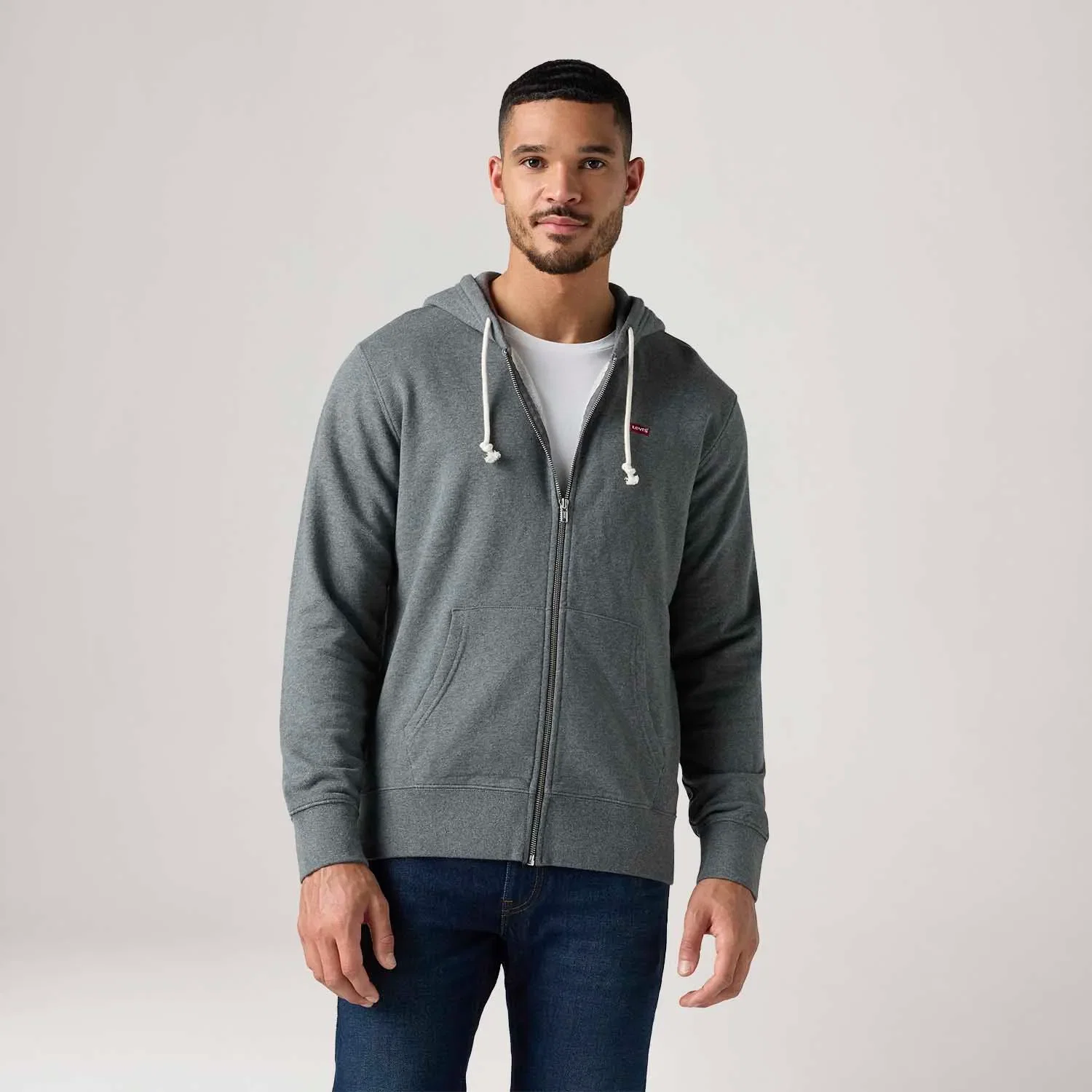 Moletom Levi's® The Original Housemark com Zíper e Capuz Cinza
